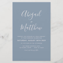 バジェットダスティブルーシンプル結婚式招待状