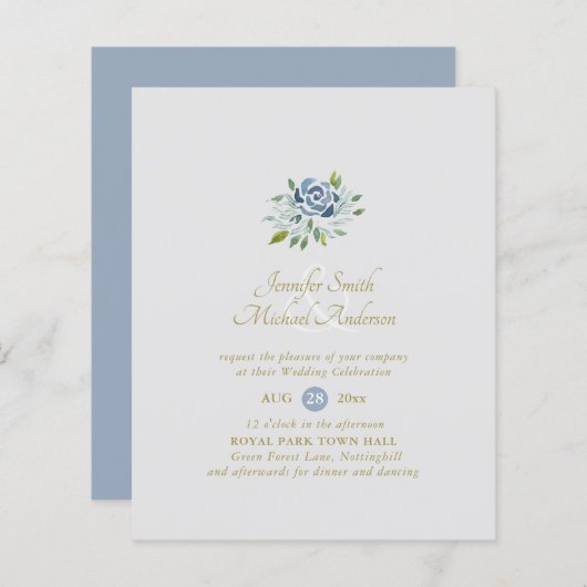 バジェットダスティブルーセージフローラブーケ結婚ーズ (正面/裏面)