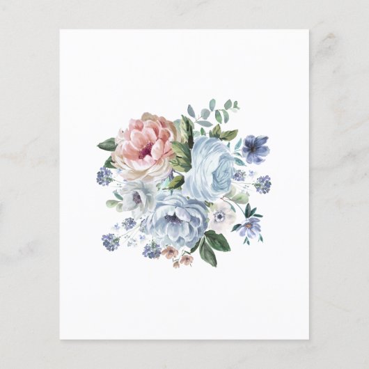 バジェットダスティブルーピンクフローラブライダルシャワー招待状 (裏面)