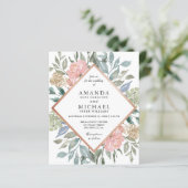バジェットダスティブルーピンクフローラ結婚式招待状 (スタンド正面)