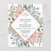 バジェットダスティブルーピンクフローラ結婚式招待状 (正面)