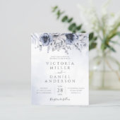 バジェットダスティブルーフローラエレガントウェディング招待状 (スタンド正面)
