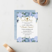 バジェットダスティブルーフローラビクトリアンブライダルシャワー ノートカード (正面/裏面インサイチュ)