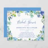 バジェットダスティブルーフローラブライダルシャワー招待状 (正面/裏面)