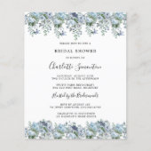 バジェットダスティブルーフローラブライダルシャワー招待 (正面)