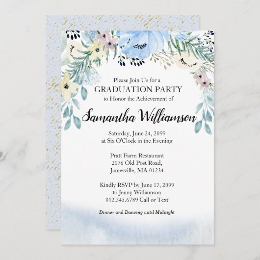 バジェットダスティブルーフローラ卒業パーティー 招待状 (正面/裏面)