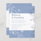 バジェットダスティブルーフローラ紙結婚式招待状 (正面/裏面)