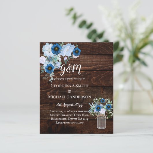 バジェットダスティブルーフローラ結婚式の招待 (スタンド正面)