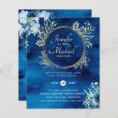 バジェットダスティブルーフローラ結婚式の招待 (正面/裏面)