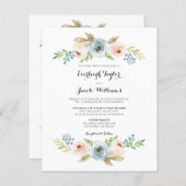 バジェットダスティブルーフローラ結婚式招待状 (正面/裏面)