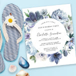 バジェットダスティブルーフローラ21st誕生日招待状<br><div class="desc">埃っぽい青い牡丹型枠ラウンドフレームのまわりにあなたの誕生日パーティーの詳細は、この予算の招待エレガントに。</div>
