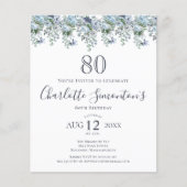 バジェットダスティブルーフローラ80th誕生日招待状 (正面)