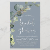 バジェットダスティブルーブライダルシャワー素朴招待状 (正面)