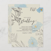 バジェットダスティブルーポピーマグノリア結婚式の招待 (正面/裏面)