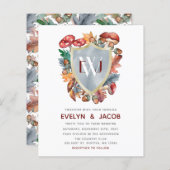 バジェットダスティブルーマッシュルーム結婚式招待状 (正面/裏面)