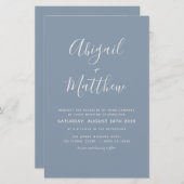 バジェットダスティブルーモダンフォト結婚式招待状 (正面/裏面)