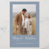 バジェットダスティブルーモダンフォト結婚式招待状 チラシ (裏面)