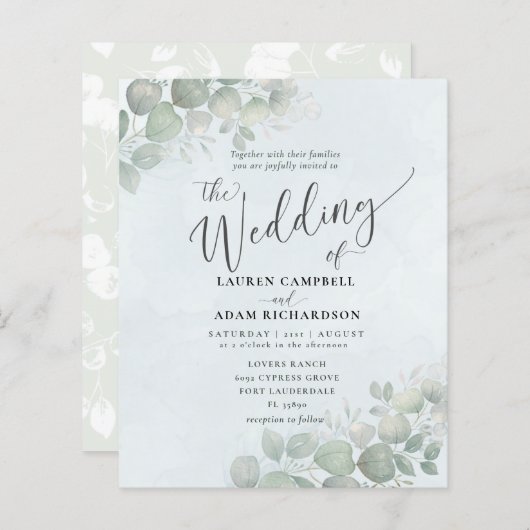 バジェットダスティブルーユーカリプトゥスウォーター結婚カラー (正面/裏面)