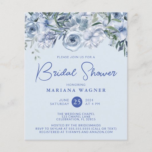 バジェットダスティブルーロマンチックフローラブライダルシャワー (正面)