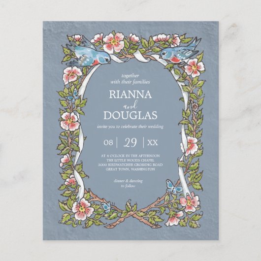 バジェットダスティブルーワイルドフラワーバードパステル結婚ズ (正面)