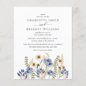 バジェットダスティブルーワイルドフラワー結婚式招待状 (正面)