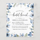 バジェットダスティブルー花模様ブライダルブランチ招待状 (正面)