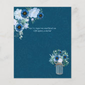 バジェットダスティブルー金ゴールドフローラ結婚式の招待 (裏面)