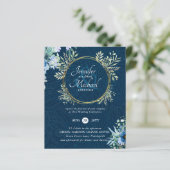 バジェットダスティブルー金ゴールドフローラ結婚式の招待 (スタンド正面)