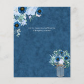 バジェットダスティブルー金ゴールドフローラ結婚式の招待 (裏面)