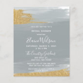 バジェットダスティブルー金ゴールドブライダルシャワー招待 (正面)