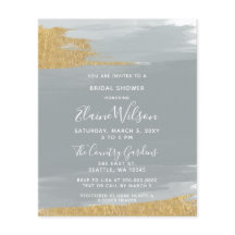 バジェットダスティブルー金ゴールドブライダルシャワー招待