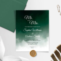 バジェットダークグリーンウォーター結婚式招待状