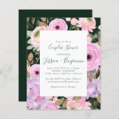 バジェットダークグリーン薄紫ボタニカルカップルのシャワー (正面/裏面)