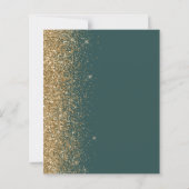 バジェットダークグリーン金ゴールドグリッター結婚式招待状 (裏面)