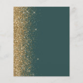 バジェットダークグリーン金ゴールドグリッター結婚式招待状 (裏面)