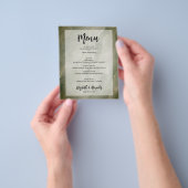 バジェットダークグリーン金ゴールド大理石結婚のメニュー チラシ (手)