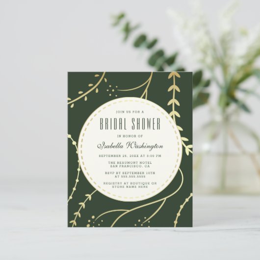 バジェットダークグリーン&金ゴールドリーフブライダルシャワー (スタンド正面)