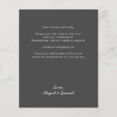 バジェットダークグレーQRコード結婚式招待状 (裏面)