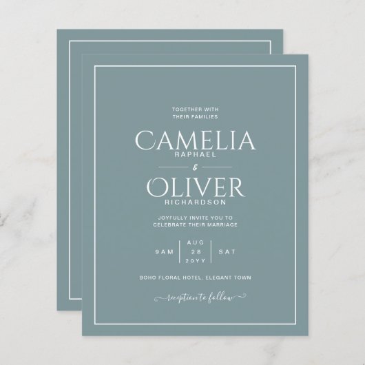 バジェットダークセージ緑のモノクローム結婚ズ (正面/裏面)