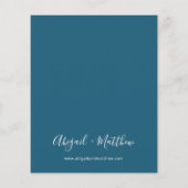 バジェットダークティール（緑がかった色）シンプル結婚式招待状フライヤー チラシ (裏面)