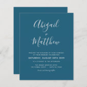 バジェットダークティール(緑がかった色)シンプル結婚式招待状 (正面/裏面)