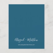 バジェットダークティール(緑がかった色)シンプル結婚式招待状 (裏面)