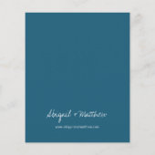 バジェットダークティール（緑がかった色）ミニマル結婚式招待状Fl チラシ (裏面)