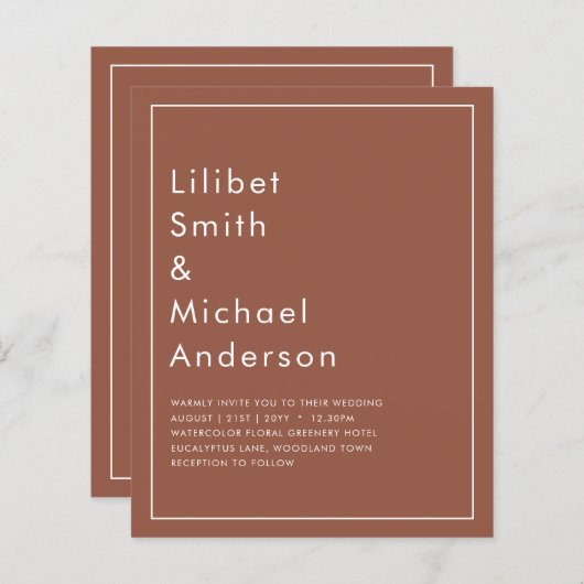 バジェットダークテラコッタモノクロ結婚ズ (正面/裏面)