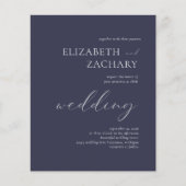 バジェットダークネイビーブルースクリプト結婚式招待状 (正面)