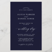 バジェットダークネイビー白い写真結婚式招待状 (正面)