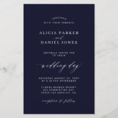 バジェットダークネイビー白い写真結婚式招待状 チラシ (正面)