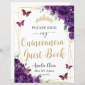 バジェットダークパープルクインズ15誕生日ゲストブック (正面/裏面)