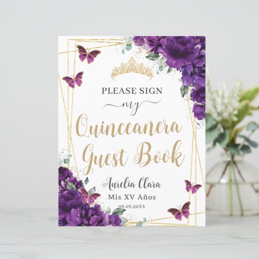 バジェットダークパープルクインズ15誕生日ゲストブック (スタンド正面)