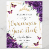 バジェットダークパープルクインズ15誕生日ゲストブック (正面)